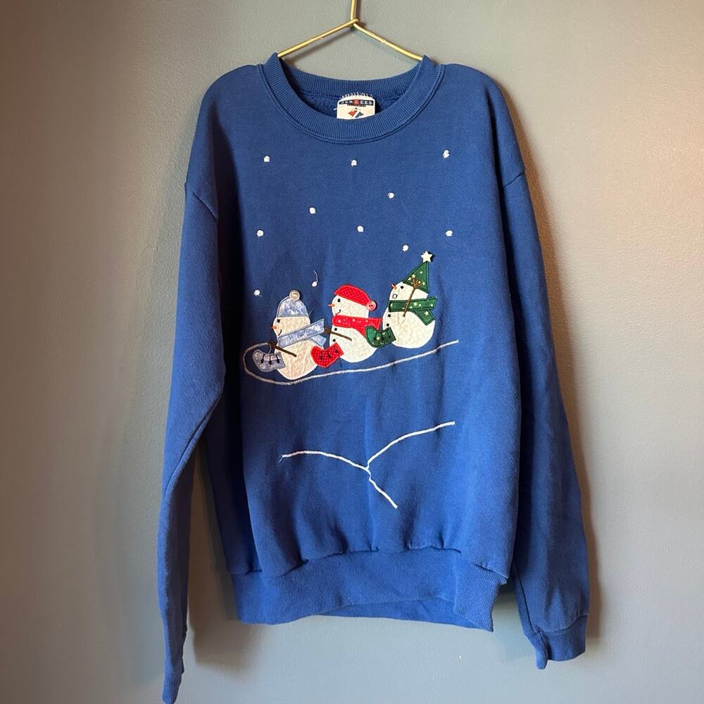 Vintage applique snowman applique sweatshirt‎